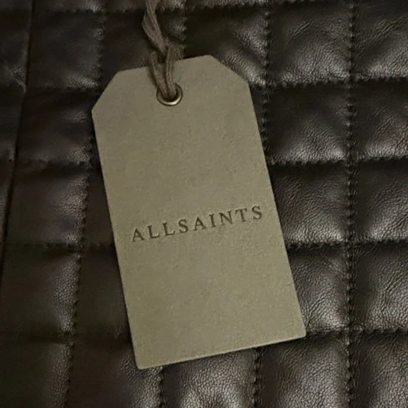 All saints Black Leather Quilted Skirt US 10 NWT - Picture 3 of 8